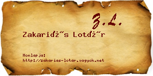 Zakariás Lotár névjegykártya